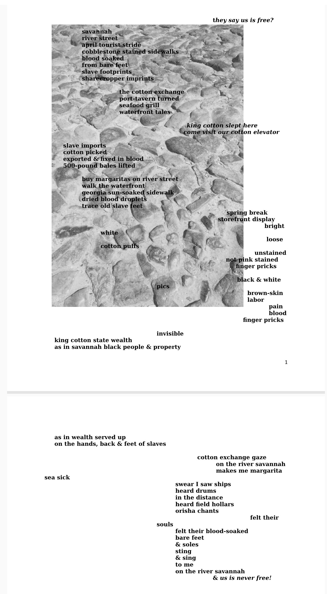 text on image of rocks on a path