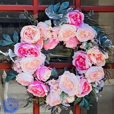 floral wreathe on a door